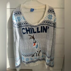 Disney White & Light Blue Olaf 'Chillin'' Knit Sweater